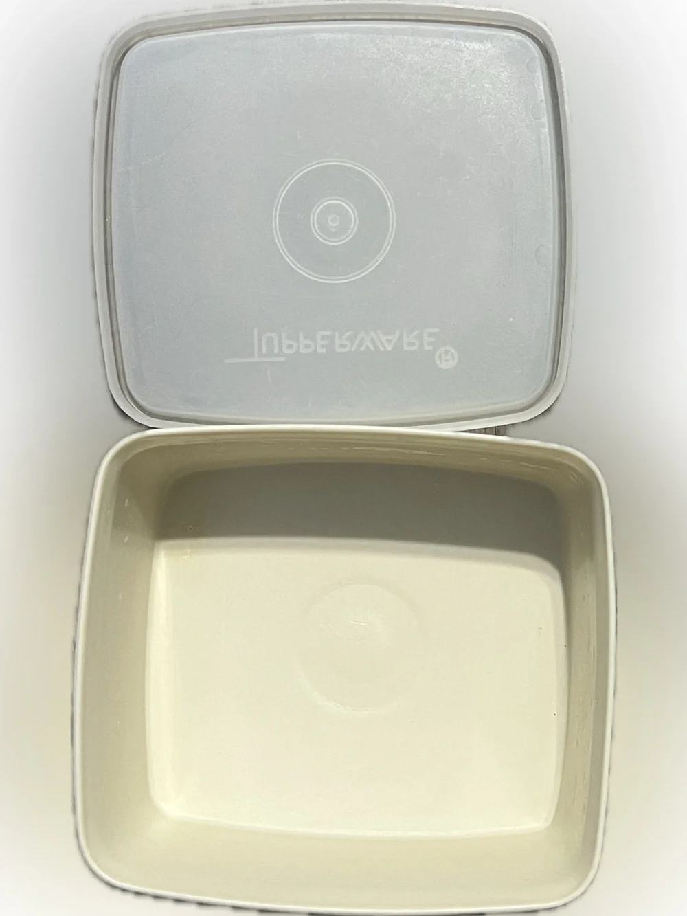 Vintage Tupperware Rectangle Container With Lid in Almond Modular Storage